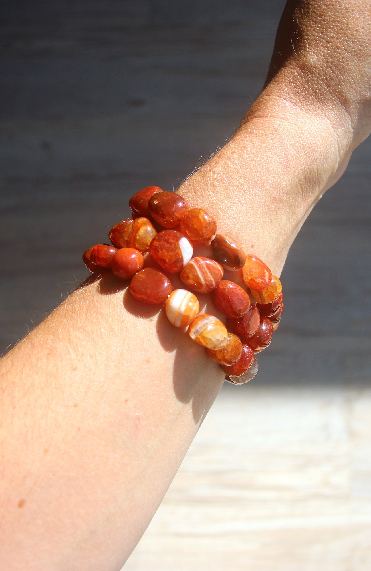 Fire Agate Tumbled Bracelet